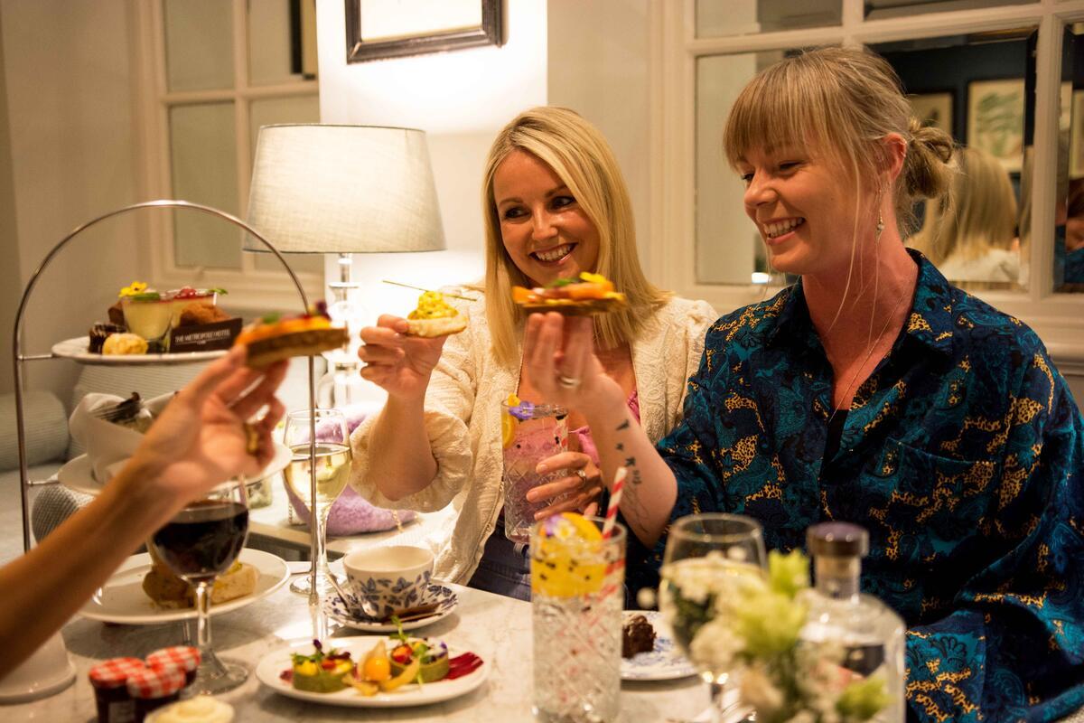 Friends enjoying afternoon tea at The Metropole Hotel in Cork